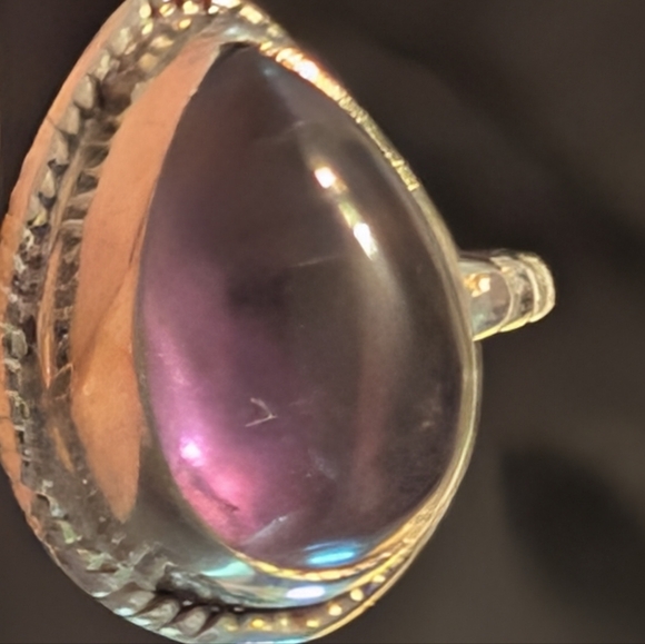 Natural Amethyst Teardrop Ring Solid Sterling Silver Size 8.5 🆕 - Picture 6 of 7